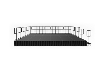 288 SQUARE FOOT ( 12 FT X 24 FT) GUARDRAIL STAGE KIT WITH STEPS AND STAGE SKIRT – 24” HIGH