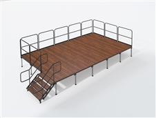 12  x 20 Pecan Wood Look Event Stage with Stairs and Guardrails