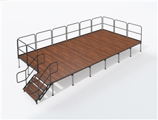 12  x 24 Pecan Wood Look Event Stage with Stairs and Guardrails