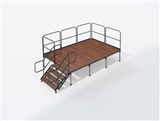 8 x 12 Pecan Wood Look Event Stage with Stairs and Guardrails